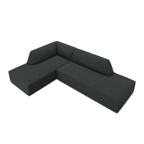 Cosmopolitan Design - Modulaire hoekbank links Siena 4-zits, ribfluwelen zwart - 180x273x69cm