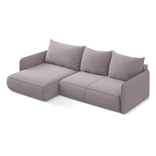 LaMiaSofa hoekbank links Palermo - velours - lavendel - 240x148x86