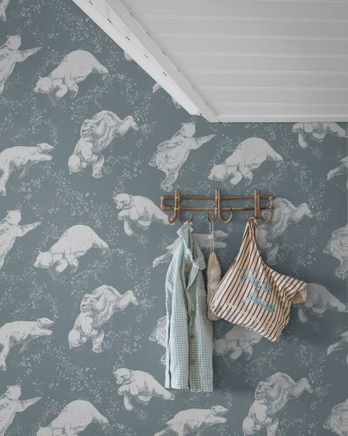 Borastapeter behang beertjes vergrijsd blauw - 53 cm x 10.05 m - 660779 - vtwonen shop