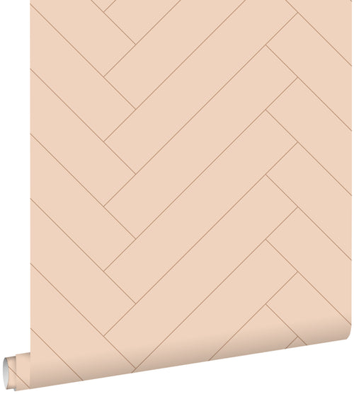 ESTAhome behang visgraat-motief terracotta roze - 50 x 900 cm - 139780 - vtwonen shop