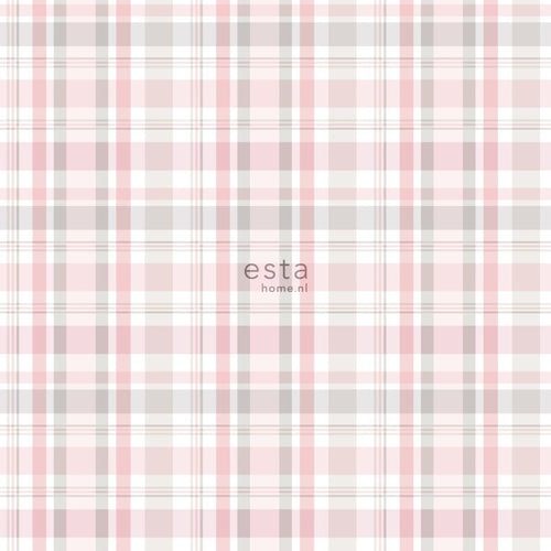 ESTAhome behang ruiten licht roze - 53 cm x 10.05 m - 138953