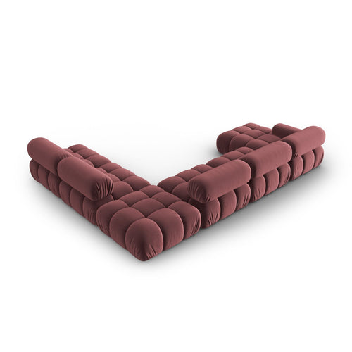 Cosmopolitan Design - Modulaire panoramische hoekbank rechts Cortina 7-zits, flueel roze - 282x376x70cm