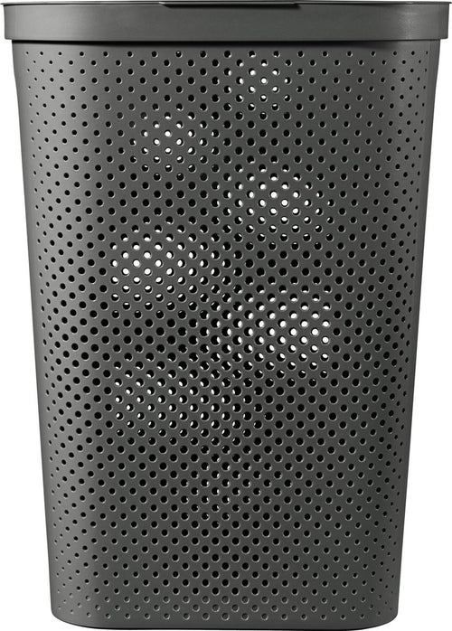 Curver Infinity Recycled Dots Wasmand met deksel - 60L - Antraciet - vtwonen shop