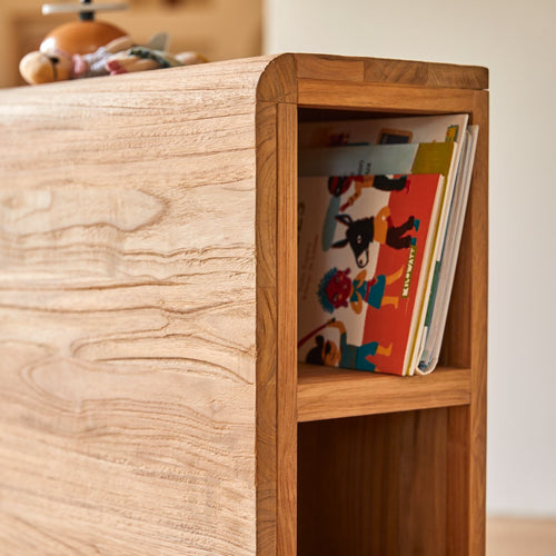 Tikamoon Hoofdbord met opbergruimte voor kinderkamer van massief teakhout 120 cm - Naturel - vtwonen shop