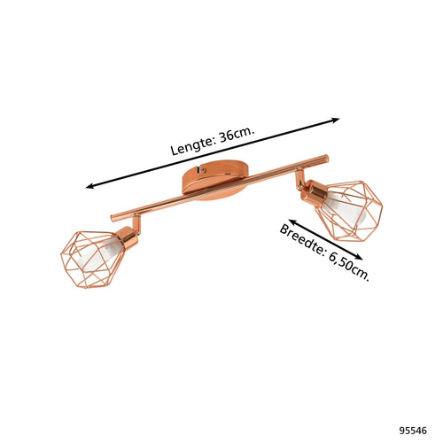 EGLO spot Zapata - 2 lichts - koper - wit - vtwonen shop