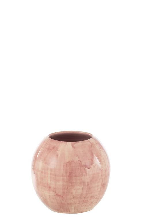 J-Line bloempot Handgeschilderd - keramiek - roze - medium - Ø 24 cm