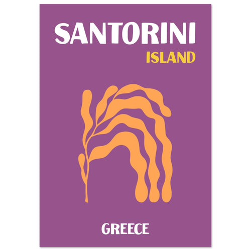 Artfulprints Poster Griekenland - Santorini   - A4 21x29.7 cm - Paars