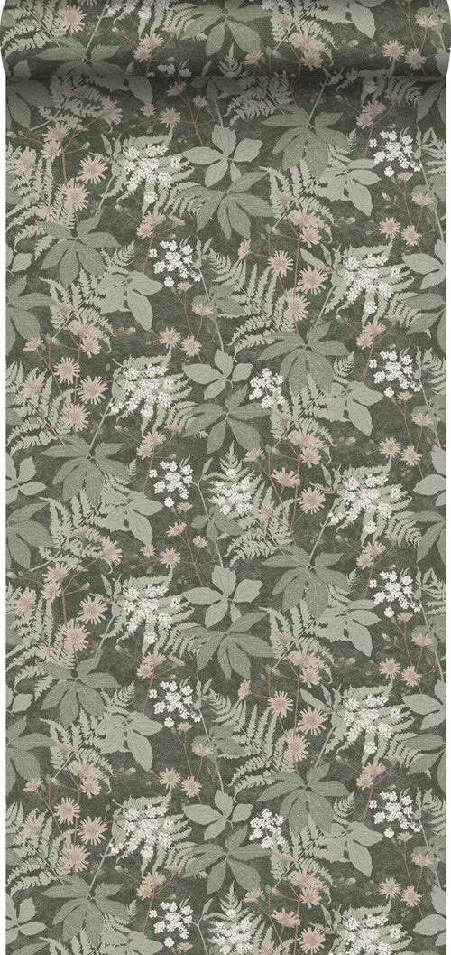 Borastapeter behang bladeren donkergroen - 53 cm x 10.05 m - 660330 - vtwonen shop