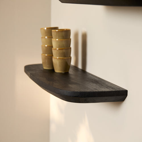 StarFurn Wandplank Gusta - Zwart Hout - Set van 3 - 60x20x15cm
