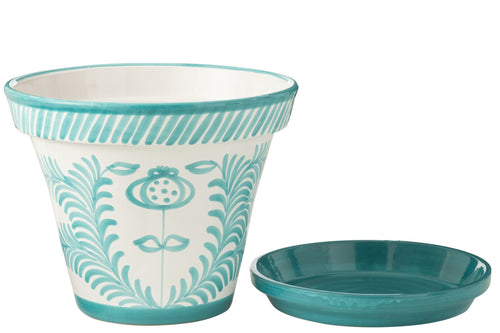 J-Line bloempot Granada Handmade + Painted - keramiek - aqua - extra large - Ø 50 cm