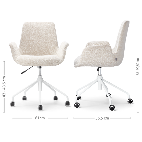 Nolon Nout-Eef Bureaustoelen Set van 2 - Bouclé Beige - Wit Onderstel - vtwonen shop