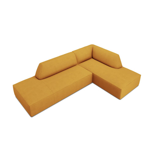 Cosmopolitan Design - Modulaire hoekbank rechts Siena 4-zits, structurele stof geel - 180x273x69cm