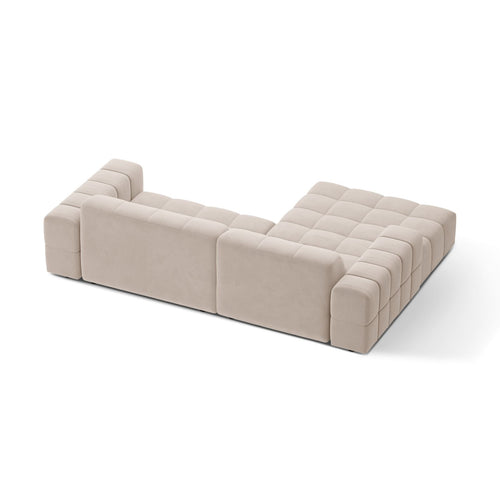 Cosmopolitan Design - Linker hoekbank Chicago 3-zits, flueel lichtbeige - 167x234x78cm