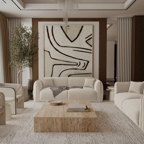Premium Interiors - 3-zitsbank LUSH - zacht aanvoelende geweven stof  beige 206cm