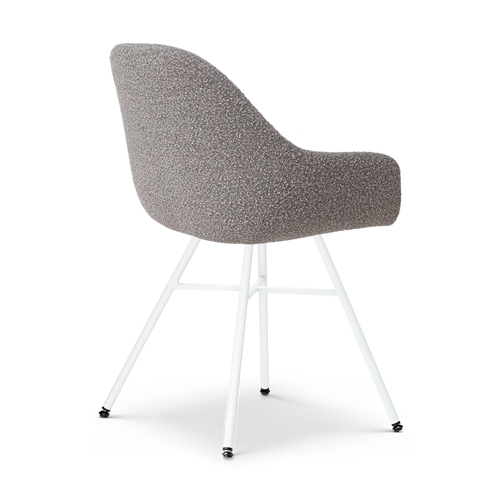 Nolon Noa-Mae Eetkamerstoel Bouclé Taupe - Armleuning - Witte Poten