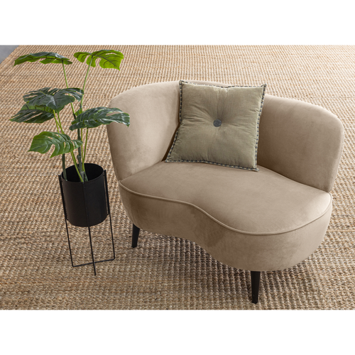 WOOOD loungefauteuil links Sara - Velvet - Khaki - 71x112x81 - vtwonen shop