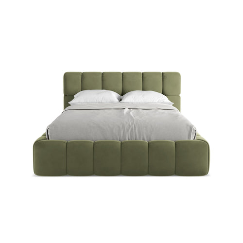 LaMiaSofa Bed met opbergruimte Roma - velours - olijf - 160x228x82