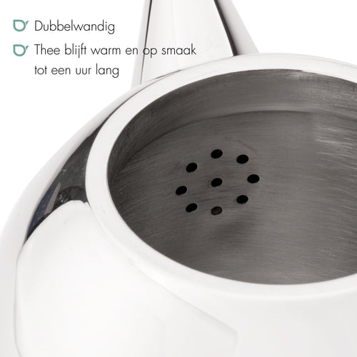 Bredemeijer - Dubbelwandige theepot Minuet Santhee - 1 liter - RVS - Glans - vtwonen shop