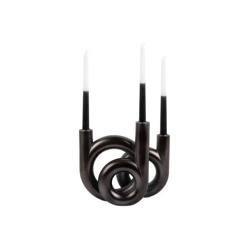 Present Time kandelaar Rings Medium - grijs - 18x12x20cm - vtwonen shop