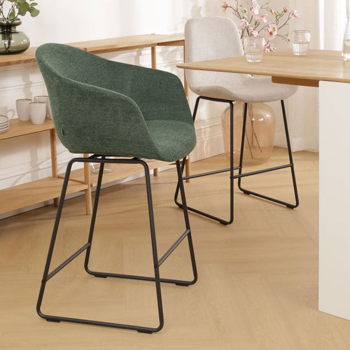 Nolon Nino-Otis Barkruk Donkergroen - met Armleuning - Zwart - 65 cm - vtwonen shop