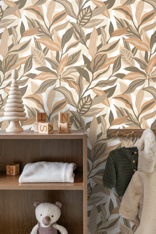 ESTAhome behang tropische bladeren beige - 50 x 900 cm - 131039 - vtwonen shop