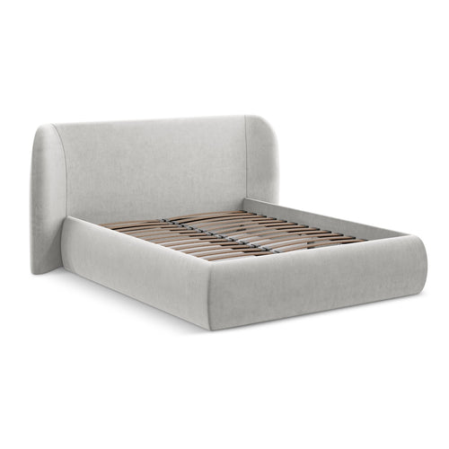 LaMiaSofa Bed met opbergruimte Trieste - velours - zilver - 190x215x110