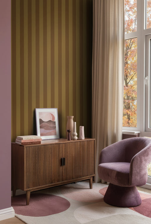 ESTAhome behang strepen bruin - 50 x 900 cm - 131973