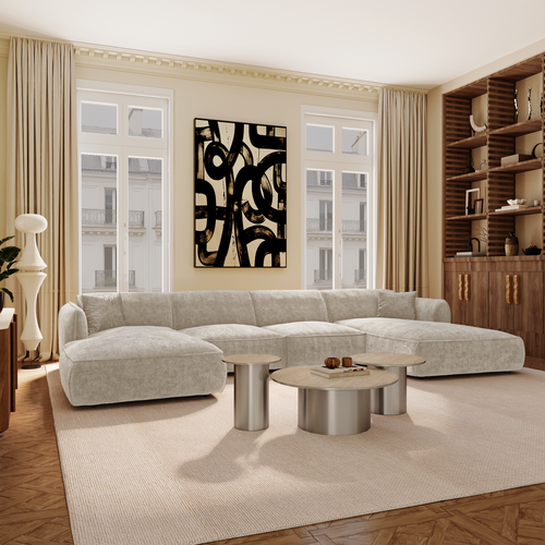 Premium Interiors - Panoramische bank LOMI - gewaafd fluweel mol 346cm