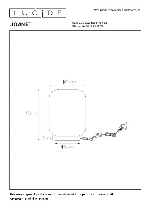 Lucide tafellamp JOANET - 1xE27 - Fumé - vtwonen shop