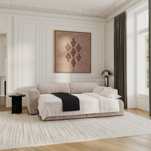 Sia Home - Slaapbank YUMA - gewaafd fluweel beige 240cm