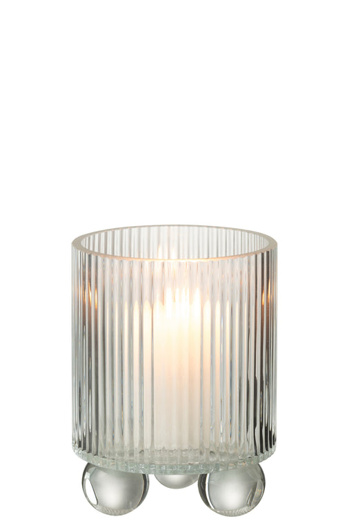 J-Line windlicht Clara - glas - transparant - small - vtwonen shop