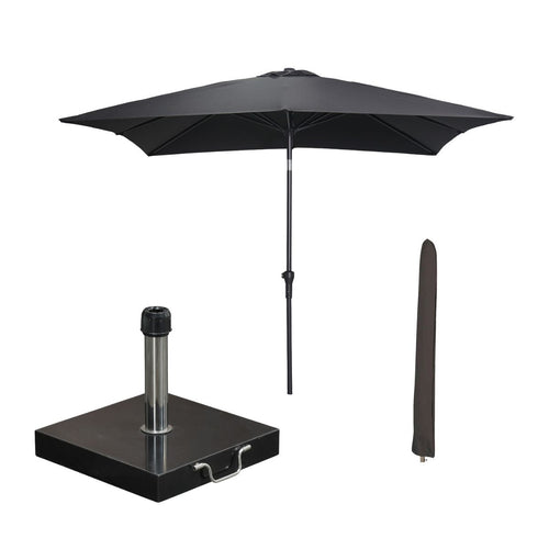Garden Impressions stokparasol Lotus zwart 250x250 cm met Cosmo voet en hoes