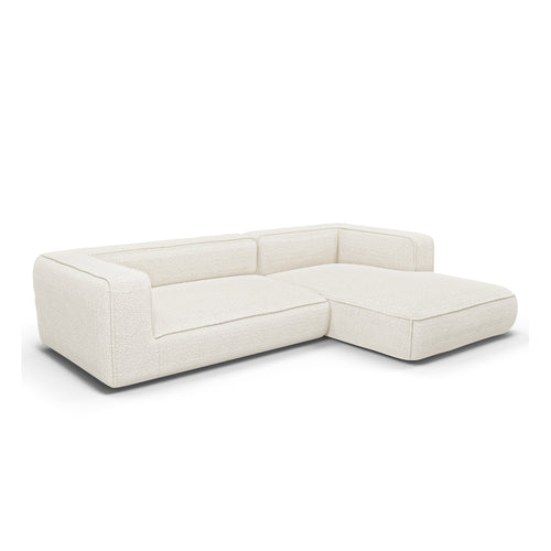 Premium Interiors - Rechthoekige hoekbank SOFIA - bouclette crème 282cm