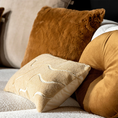 ZAYA - Sierkussen 45x45 cm - bontlook - effen kleur - Tobacco Brown - bruin