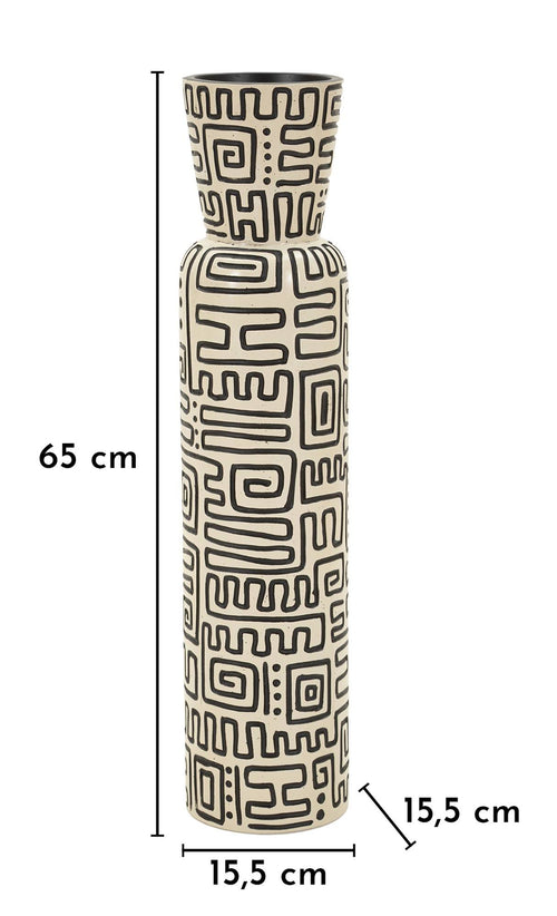 Mauro Ferretti vaas - Ø 16x86 cm - beige/zwart