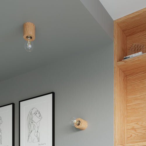 Sollux Lighting Wandlamp SALGADO naturel hout - 10x10x10cm