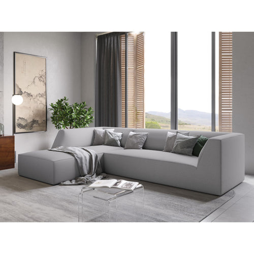 Cosmopolitan Design - Modulaire hoekbank links Siena 4-zits, structurele stof lichtgrijs - 180x273x69cm