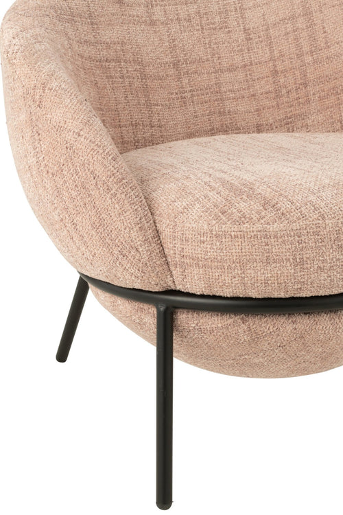 J-Line loungestoel + poef - ijzer - roze/zwart