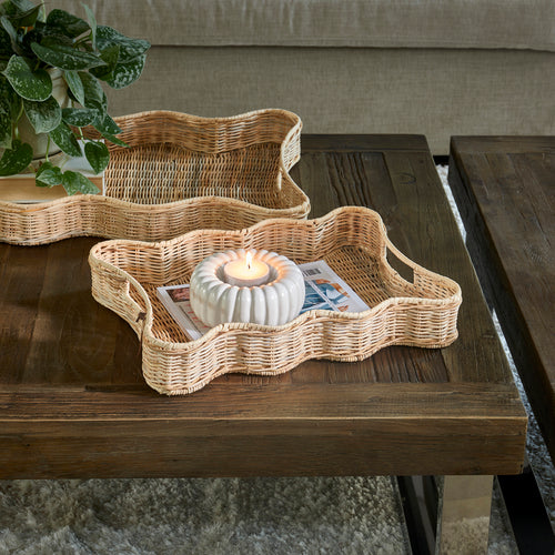 Rivièra Maison RR Benoa Tray Set Of 2 pieces - Rattan Pitriet - Naturel - vtwonen shop