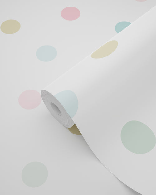 ESTAhome behang stippen roze, blauw, groen en goud - 53 cm x 10.05 m - 139041