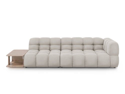 Cosmopolitan Design linker modulaire bank Sky 4-zits, flueel, lichtbeige - 102x297x70cm