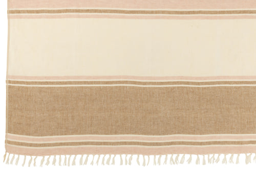 J-Line plaid Gestreept + Franjes - lichtroze/wit/beige - 180 x 130 cm - vtwonen shop