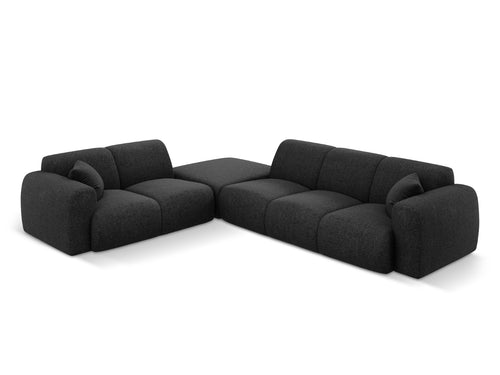 Cosmopolitan Design linker hoekbank Nolio 4-zits, chenille, zwart - 250x315x72cm