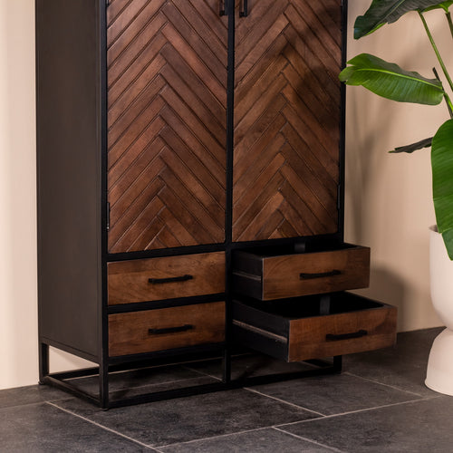 Giga Meubel Wandkast Isa - Bruin Hout - 90x40x200cm - vtwonen shop