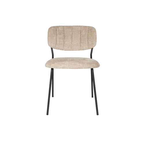 Housecraft Living Jolien Eetkamerstoelen Zwart/Beige Bouclé - Set van 2