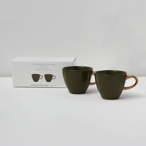 Urban Nature Culture Good Morning kopje Coffee  - set van 2 - Fir Green - 8,5x7cm