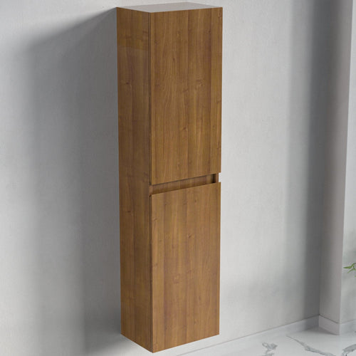 LOMAZOO badmeubelset Avalon - met hoge kast & witte wastafel - warm eiken - 60 cm
