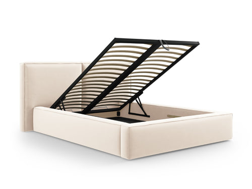Micadoni Opbergbed met hoofdeinde Jodie 140x200cm, flueel, lichtbeige - 228x194x108cm
