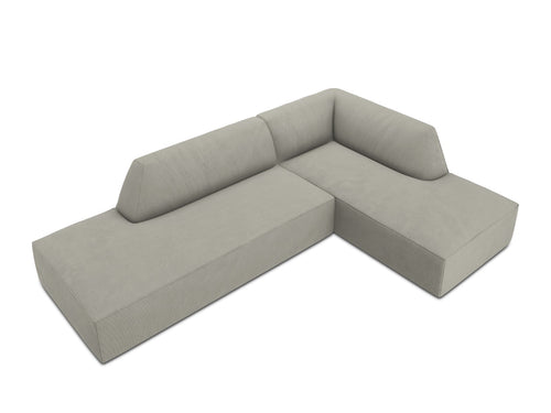 Micadoni rechter hoekbank Ruby 4-zits, ribfluwelen, lichtgrijs - 180x273x69cm