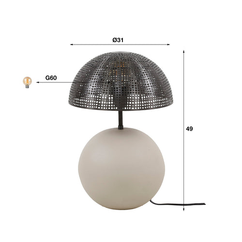 Giga Meubel Tafellamp Sphere - Natural Grijs - 1-Lichts - 26x26x49cm - vtwonen shop